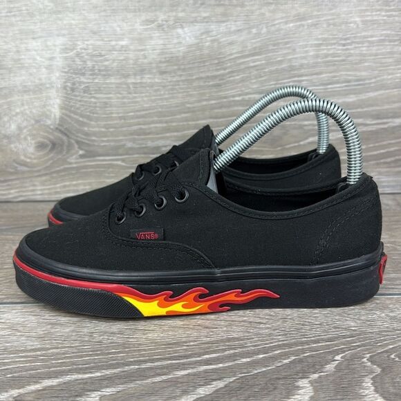 Vans Authentic “Flame Wall” Women’s Sz 7 Black Canvas Low Top Lace Up Sneakers - Picture 3 of 10
